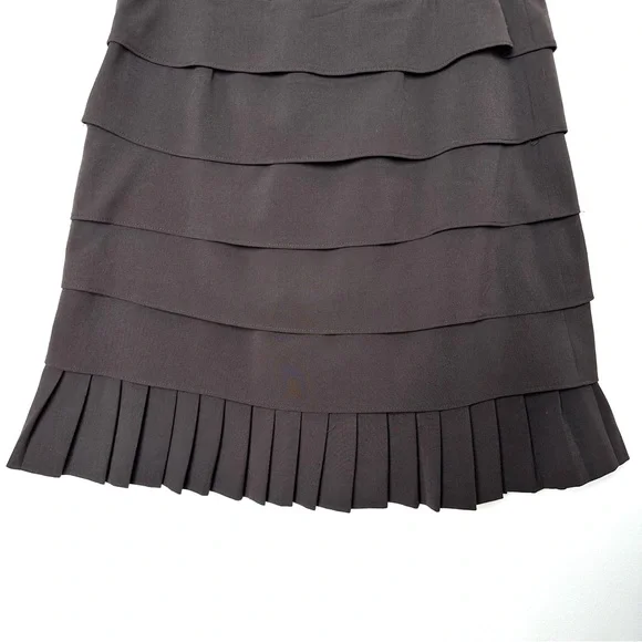 Vintage Sandro Sportswear Chocolate Brown Feminine Tiered Ruffle Hem Midi Skirt - Picture 5 of 9